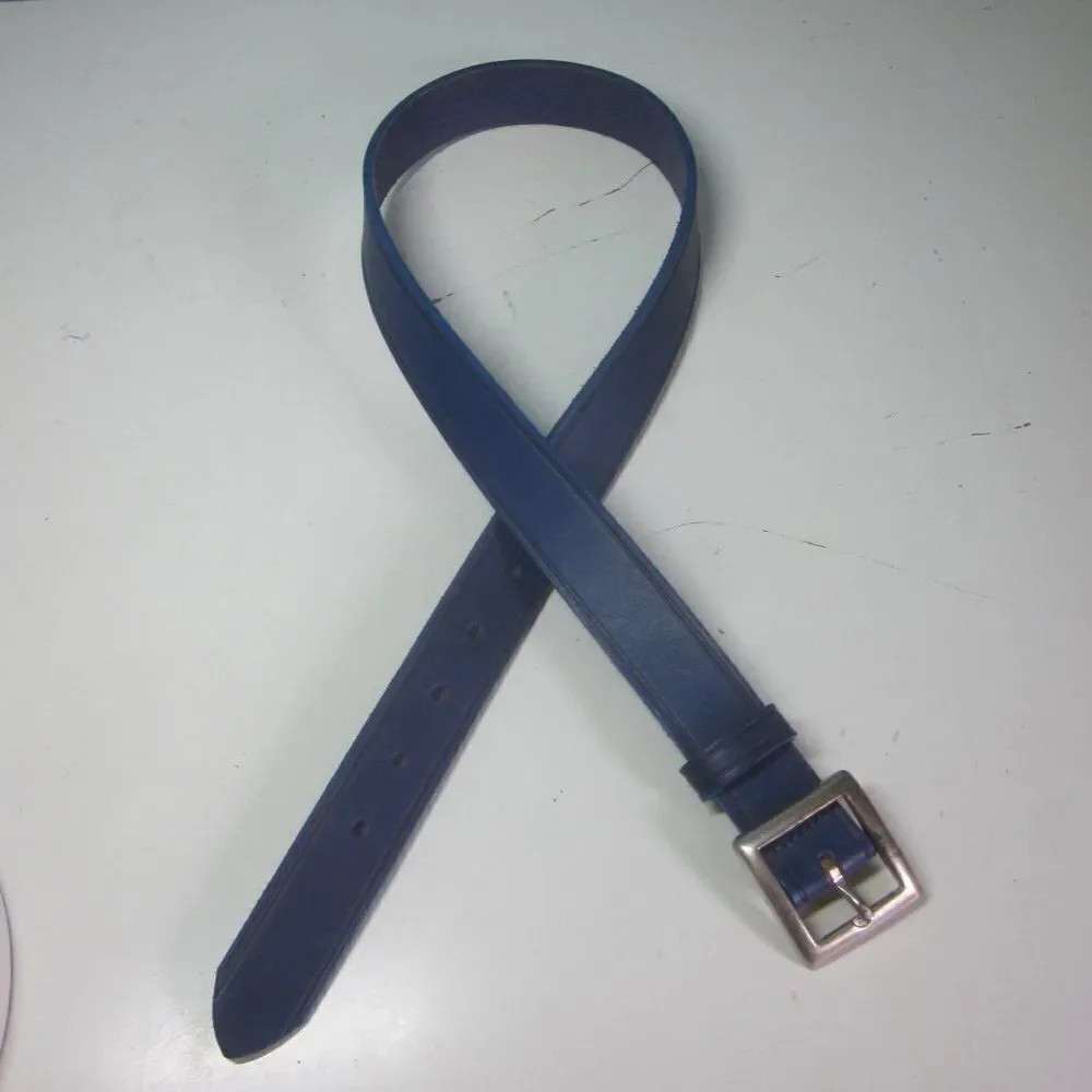 Gap Blue Leather Belt  Solid Brass Buckle  Fits 27